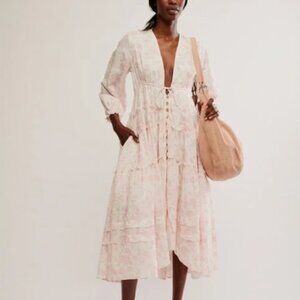 Free People Pappiet Midi Dress in Femme Combo NWT